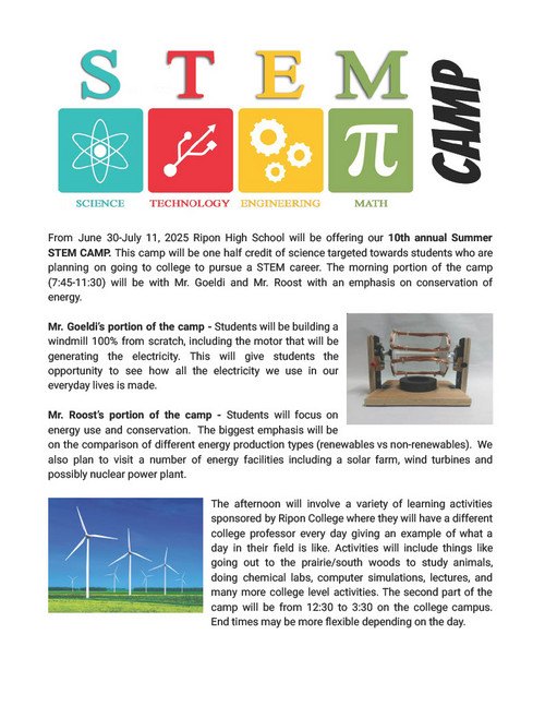 Ripon High School 2022 Intro to Electronic & Aquatic Ecology Summer Camp